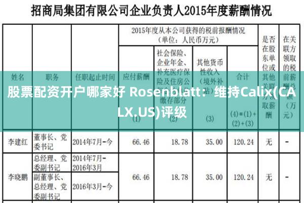 股票配资开户哪家好 Rosenblatt：维持Calix(CALX.US)评级