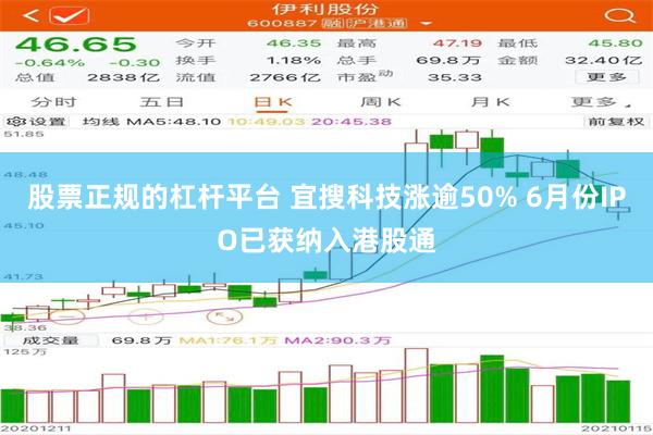 股票正规的杠杆平台 宜搜科技涨逾50% 6月份IPO已获纳入港股通