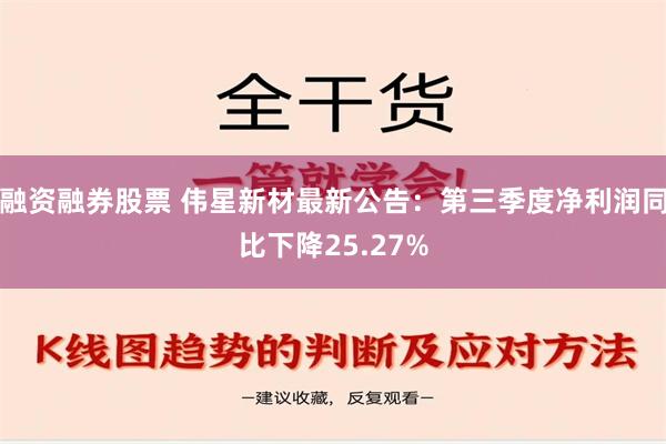 融资融券股票 伟星新材最新公告：第三季度净利润同比下降25.27%